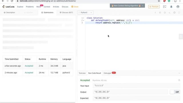 Leetcode 1108.Defanging an IP Address Java, Python3 смотреть онлайн