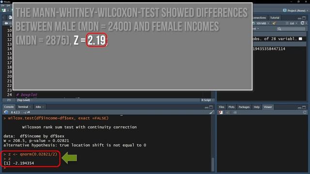 Reporting Mann-Whitney-Wilcoxon-test - results from R смотреть онлайн