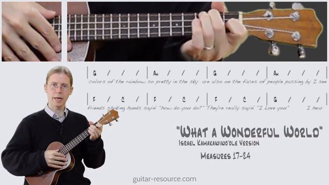 Learn "What a Wonderful World" (Israel Kamakawiwo'ole Version) on Ukulele | Measures 17 24 смотреть онлайн