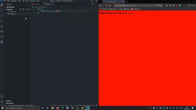 Using Live Server to preview basic HTML. смотреть онлайн