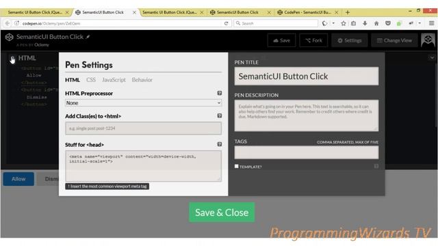 SemanticUI + JQuery Ep.01 : Buttons - OnClick Hello World смотреть онлайн