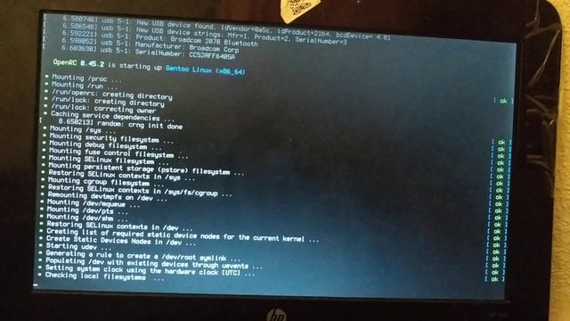 Загрузка Gentoo Linux на нетбуке HP mini. Процессор Atom n570, 1,6gz. смотреть онлайн