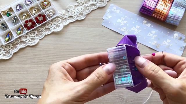 🌟 Красиво и очень Просто. Бантики из лент с пайетками своими руками. Мк /DIY смотреть онлайн