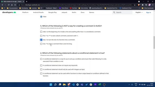 Android Basics in Kotlin Quiz solution Unit 1 - Pathway 4 ( with explanation) смотреть онлайн