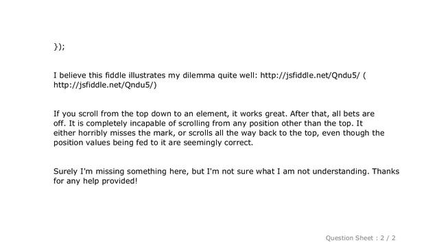 HTML : Using scrollTop inside of a fixed element with overflow-y:scroll смотреть онлайн