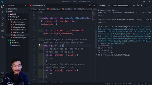 #7P NGODING IMPLEMENTASI QUICK SORT pada BAHASA PEMROGRAMAN JAVA | ALGORITMA PEMROGRAMAN 2 смотреть онлайн