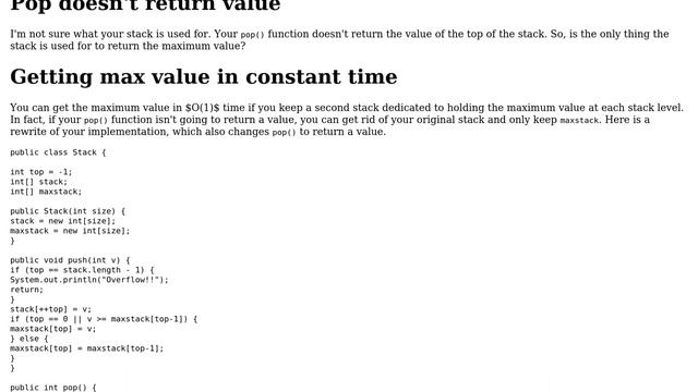 Code Review: Java Max-Stack implementation to return maximum value in the stack (2 Solutions!!) смотреть онлайн