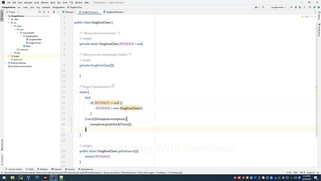 Java Design Singleton Pattern with static block Initialization | Java Programming смотреть онлайн