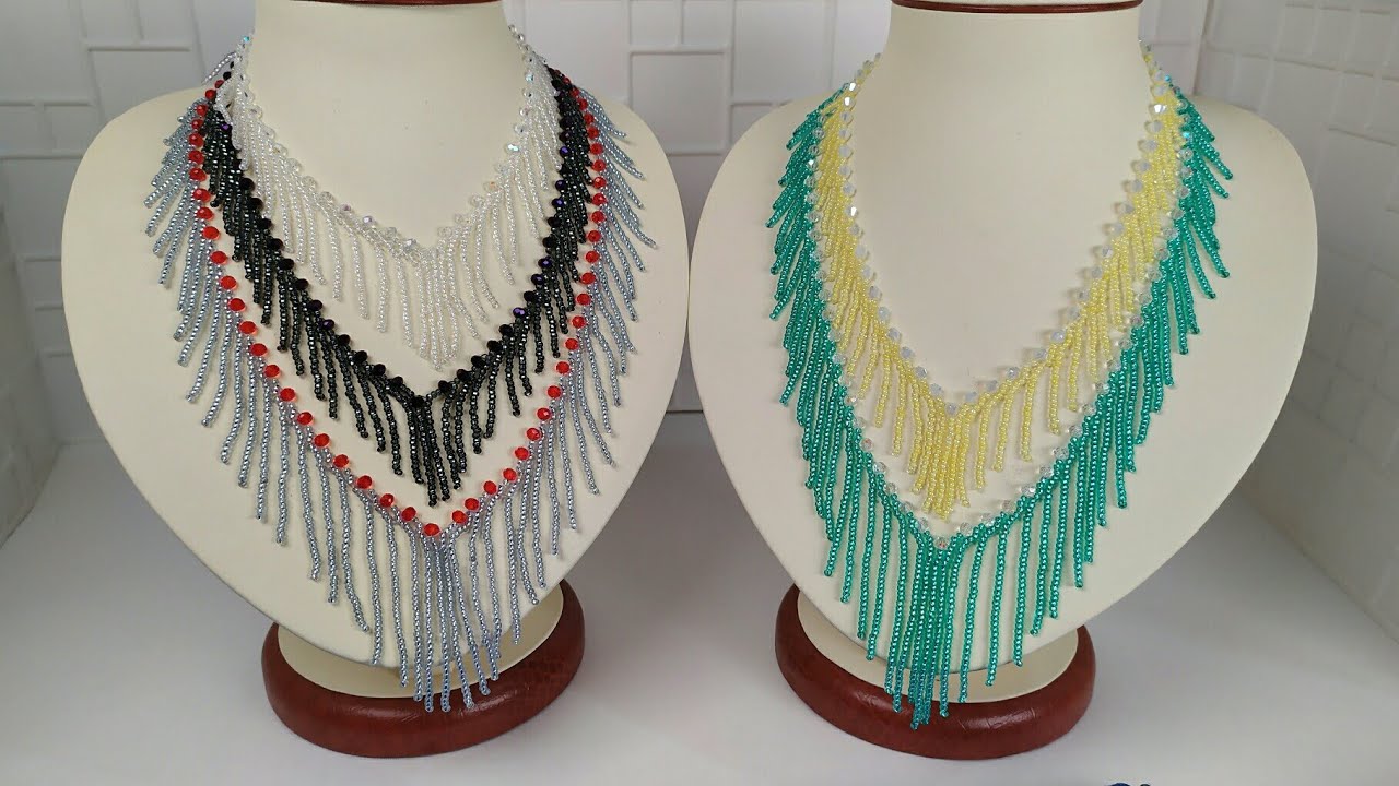 Украшения из бисера.2 часть. Ожерелье из бисера. Мастер класс. Пошаговый МК для начинающих. смотреть онлайн