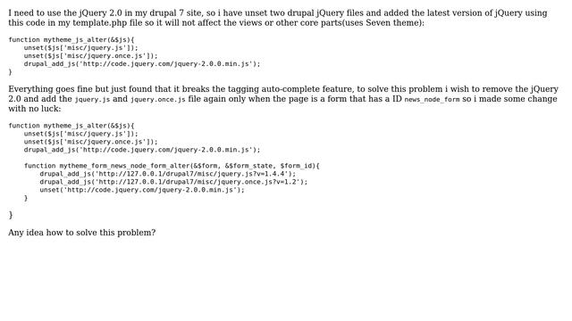 Drupal: Using Drupal Default jQuery only on node form? смотреть онлайн