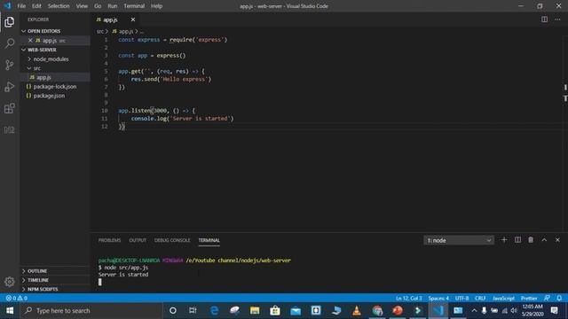Express Js: 2 Hello World (Web-Server with Express). смотреть онлайн