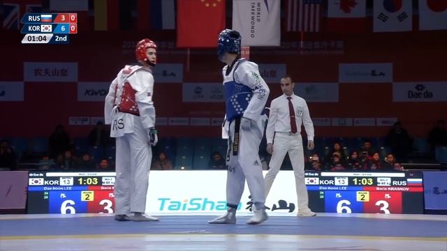 M-68kg| Daehoon Lee (KOR) VS Boris Krasnov (RUS) | 2017-2018 Season WT Grand Slam Finals смотреть онлайн