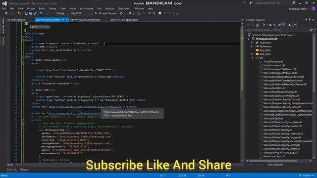 Firebase Phone Authentication ( OTP Verification ) In || Asp.net Or Asp.Net MVC || Visual Studio 15 смотреть онлайн