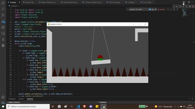 Platformer game level02 (Box2D, Pygame, Python) смотреть онлайн