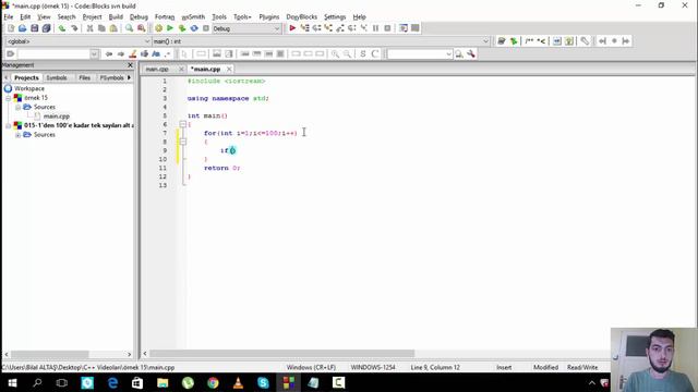 C++ da 1'den 100'e kadar tek sayıları alt alta yazdıran program смотреть онлайн