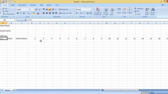 Microsoft office Excel -2007 Student Or College Attendance Sheet Class -1 смотреть онлайн