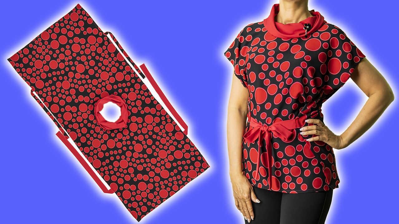 Интересная модель блузки 70-х годов. Шьём без выкройки. смотреть онлайн