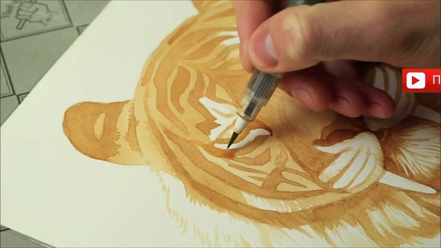Как нарисовать ТИГРА чаем | How To Draw A Tiger With TEA