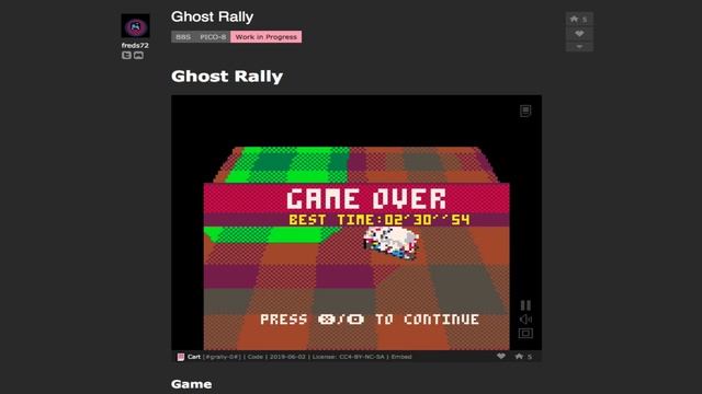 GHOST RALLY on Pico-8 by freds72 смотреть онлайн