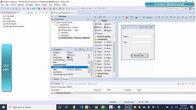 Java mysql conn, with JFrame example смотреть онлайн