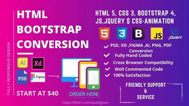 I will convert your psd, sketch, xd or figma to html with bootstrap смотреть онлайн