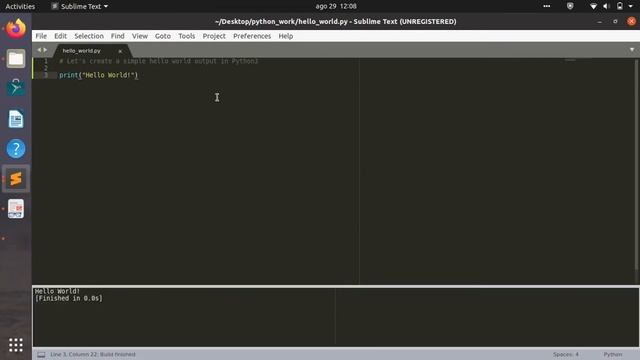 Tutorial simple hello world in python with ubuntu 20.04 and sublime text. смотреть онлайн