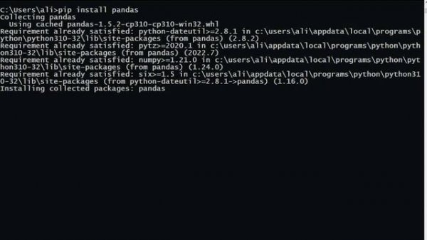 pandas install with pip