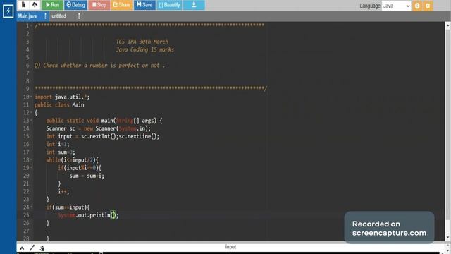TCS IPA 30 March 23 | Java 15 Marks Solution | perfect Number |#tcsxplore #coding #tcs_pattern смотреть онлайн