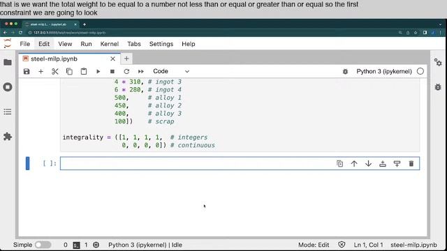 Mixed integer linear programming in scipy смотреть онлайн