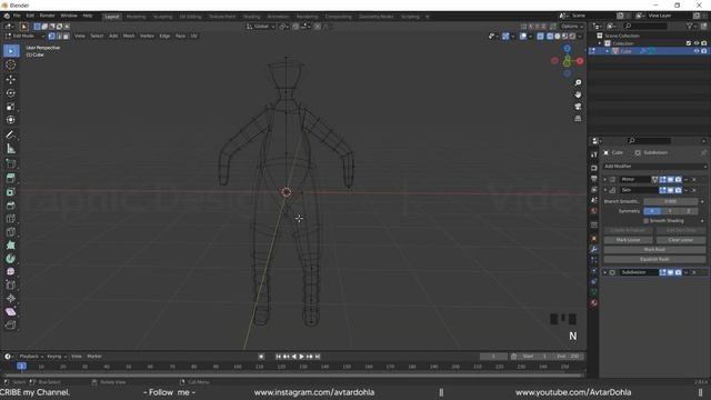 Blender Tutorial in Hindi for Beginners | CLASS -25 (Skin Modifier) - Blender Full Course in Hindi смотреть онлайн