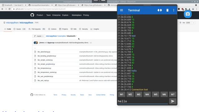 MicroPython bluetooth (BLE) exampls, run on ESP32-C3. смотреть онлайн