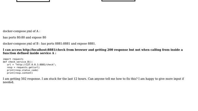 502 response when conecting to an endpoint running on a docker container from another docker... смотреть онлайн