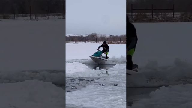 Wasn’t good with snowmobiles.. So built a jet ski track! #jetski смотреть онлайн
