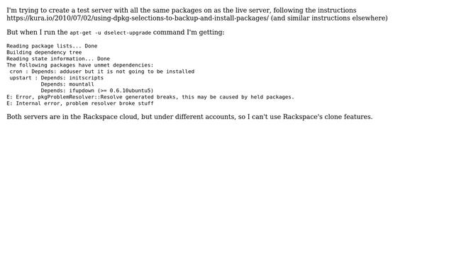 Using `dpkg --set-selections` to copy package config to a new server смотреть онлайн