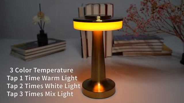 Portable rechargeable metal desk lamp touch stepless dimming 3 color changes bedroom night lamp смотреть онлайн