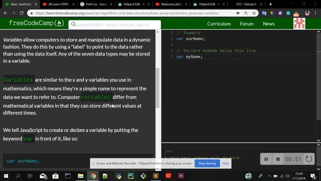 FCC: 2.lekcija Basic JavaScript: Declare JavaScript Variables (na Hrvatskome jeziku) смотреть онлайн