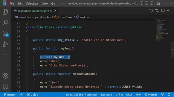 Miembros estaticos en PHP-Scope Resolution Operador en PHP-self:: en PHP vs static:: en PHP(parte 4