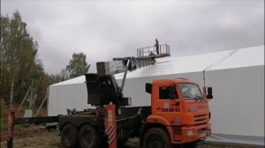 Установка тента на ангар 18х48