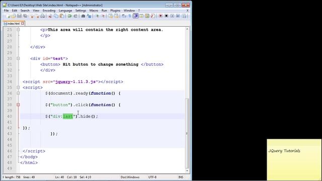 JQuery Tutorial for Beginners - 5 - JQuery Selectors Part 1 смотреть онлайн