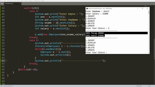 Java Collection - CRUD Operation - INSERT, UPDATE, DELETE, SEARCH and DISPLAY of Employee Collectio смотреть онлайн
