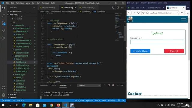 MERN STACK PORTFOLIO | Master the mern stack | Edit admin education fetch-update #63 смотреть онлайн