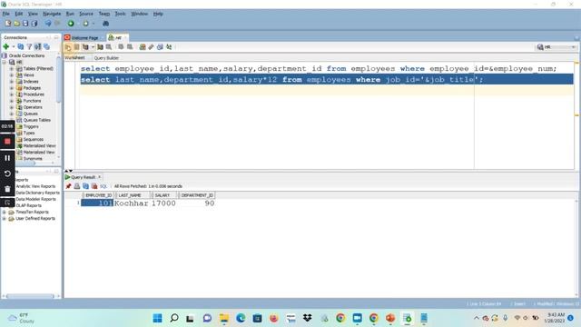 SQL 12c Tutorial Lesson 9 : SQL Substitution variables смотреть онлайн