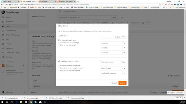 ETSY / Добавляем Вариации / Работа с листингом смотреть онлайн