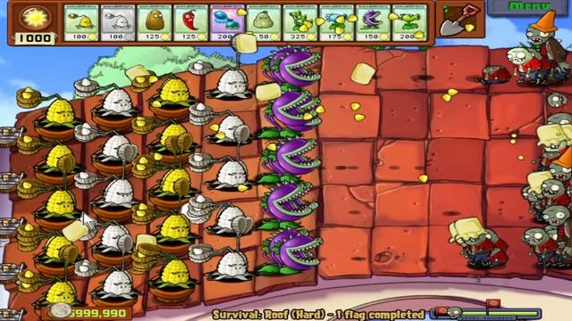 Best strategy Plants vs Zombies - Masacre All Zombies vs Imitater Survival Roof Hard PVZ Mod смотреть онлайн