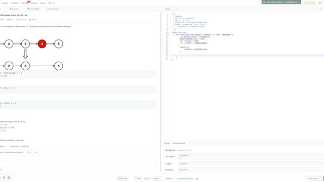 Kotlin Leetcode remove nth node from end of list смотреть онлайн