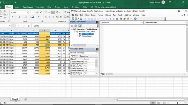 Highlight active row and column in excel using VBA смотреть онлайн