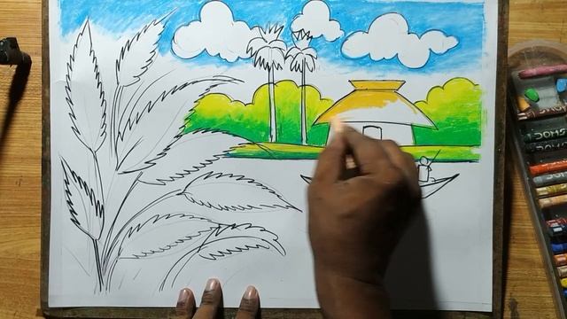 HOW TO DRAW SCENERY OF AUTUMN SEASON STEP BY STEP WITH OIL PASTEL COLOR,OIL PASTEL SCENERY DRAWING, смотреть онлайн