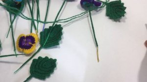 Анютины глазки в горшочке крючком на 8 марта , часть2 /Crocheted pansies in a pot on March 8, part