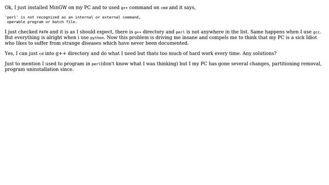 'perl' is not recognized as an internal or external command: Even when there is nothing about perl? смотреть онлайн