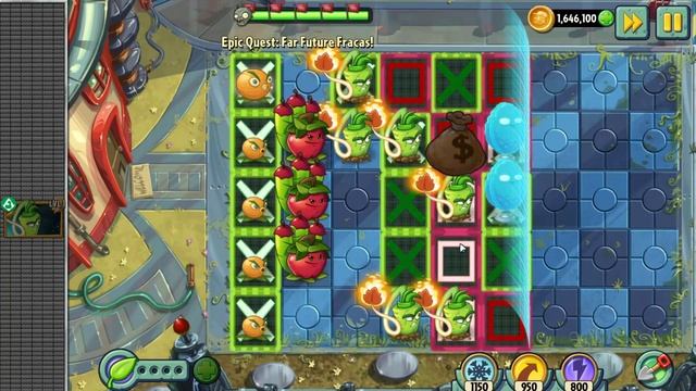 PvZ2 Epic Quest: Far Future Fracas!, Level 1-8, Using Level 1 World Plants - Gameplay смотреть онлайн